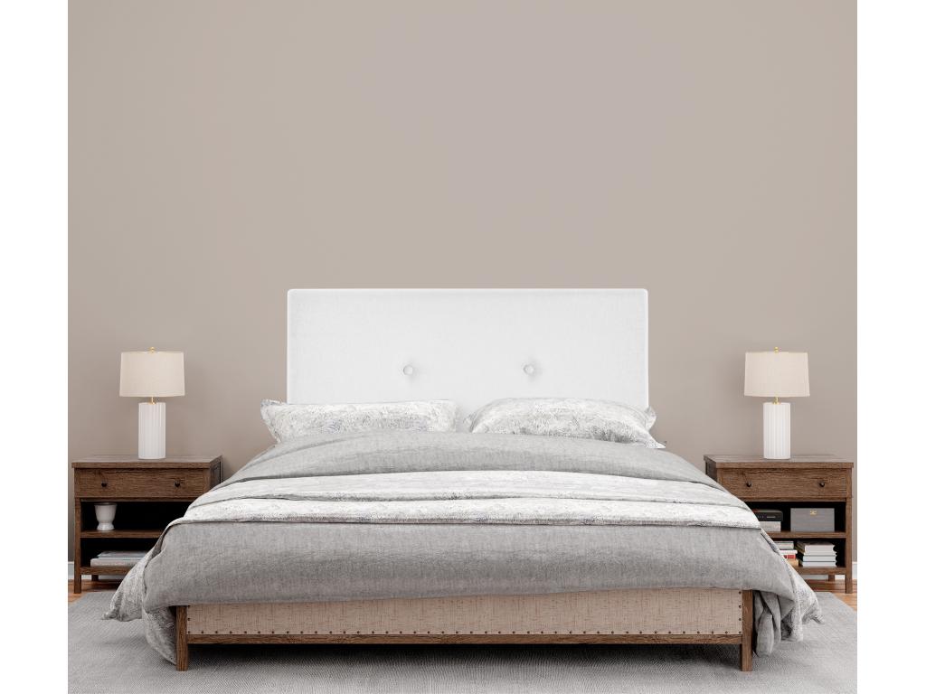 Smooth fabric headboard with buttons, 90x50cm, for 80/90cm beds - White