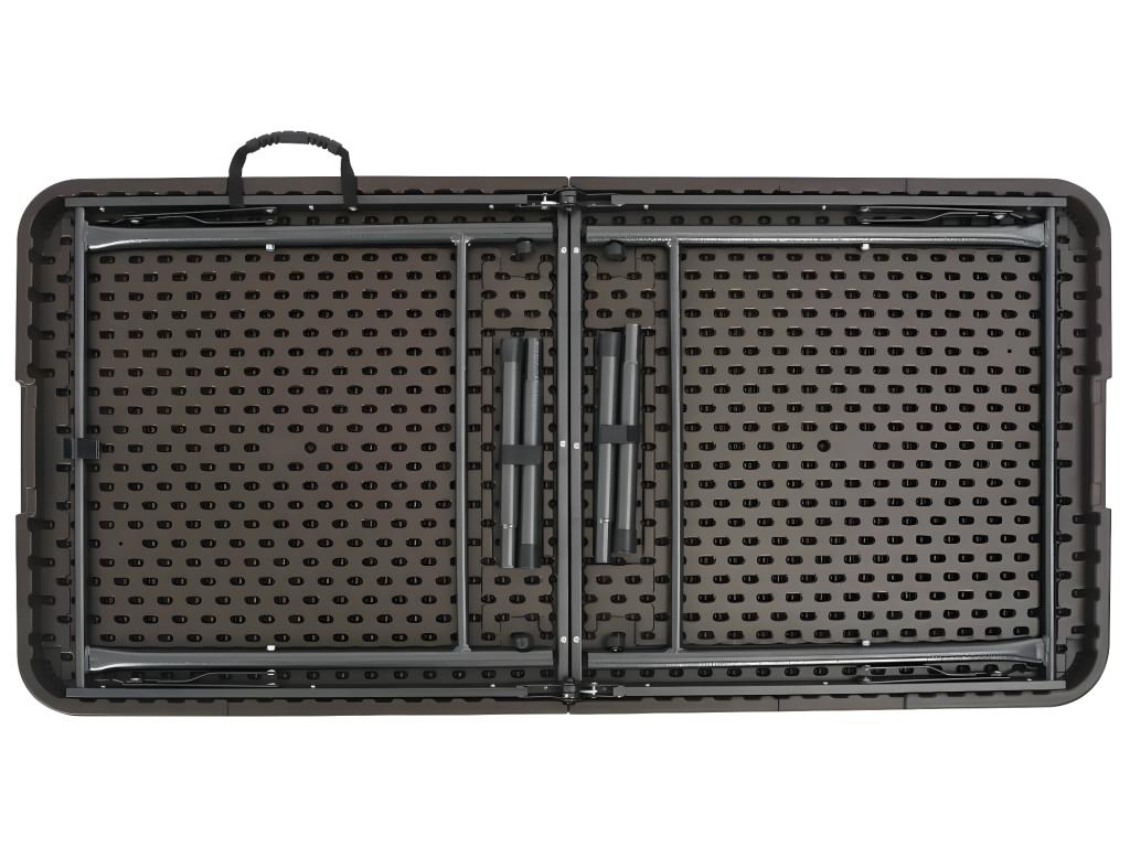 Folding garden table, brown, 120x60x74cm, HDPE, rattan look