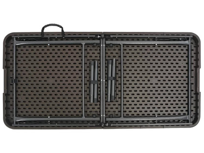 Folding garden table, brown, 120x60x74cm, HDPE, rattan look