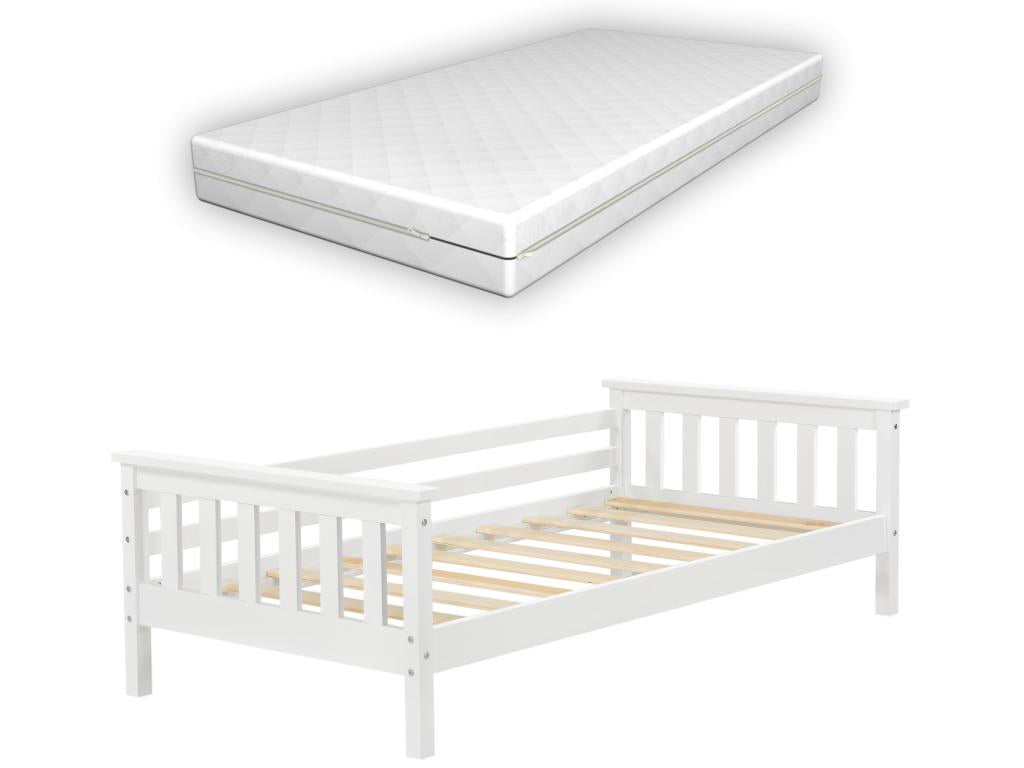 Children's Pine Bed with Orthopedic Mattress 160x80 cm White
