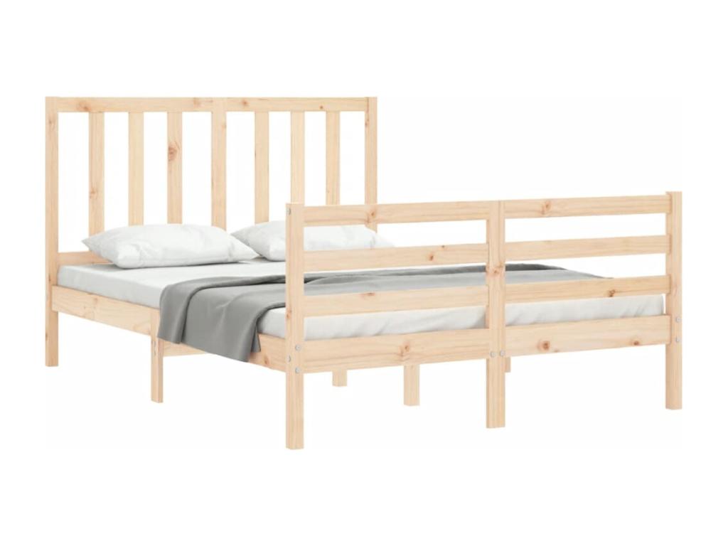Bed frame without mattress 140x190 cm solid pine wood