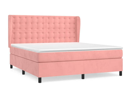 Upholstered bed base with mattress, pink, 160x200 cm, velvet