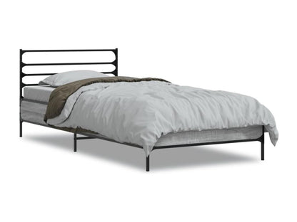 Grey bed frame 90x200 cm engineered wood and metal