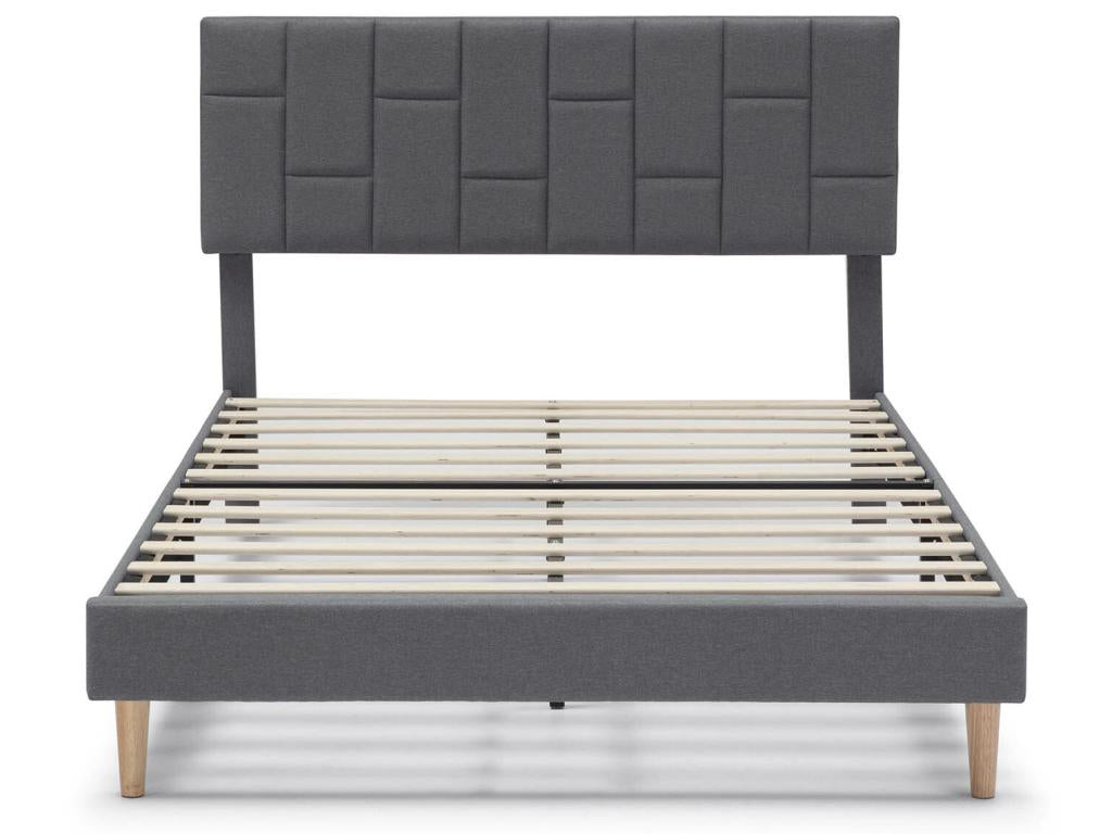 Upholstered platform bed frame 30 cm 90x190 cm Dark Grey