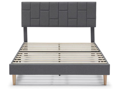 Upholstered platform bed frame 30 cm 90x190 cm Dark Grey