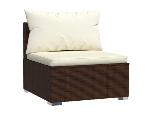 9-piece garden furniture set with cushions, brown, woven resin, 11