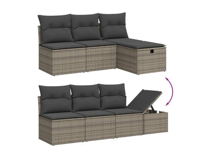 8-piece garden furniture set with grey resin wicker cushions