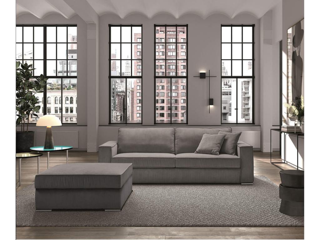 Fixed corduroy sofa with 2 cushions, white - 1-seater armchair