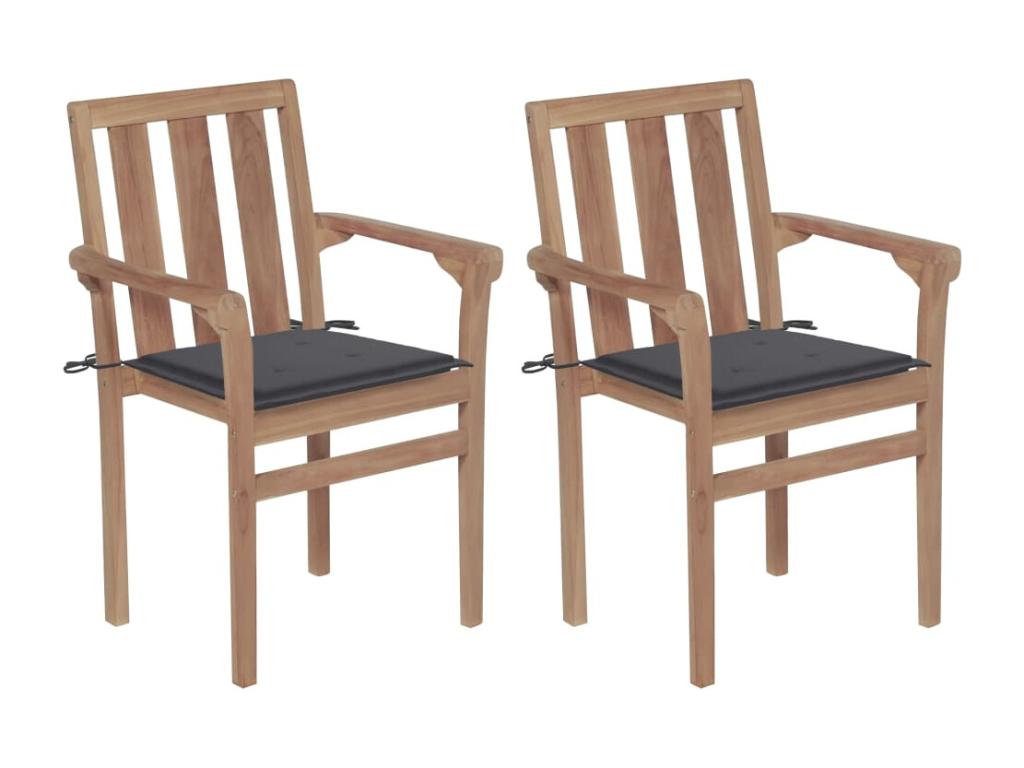 2-piece garden chairs with anthracite cushions, teak wood