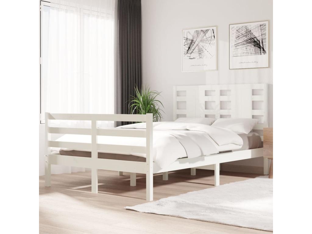 Bed frame without mattress, white, 120x200 cm, solid pine wood