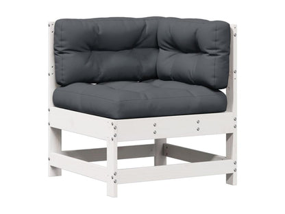 5-piece garden furniture set with white cushions, solid pine wood