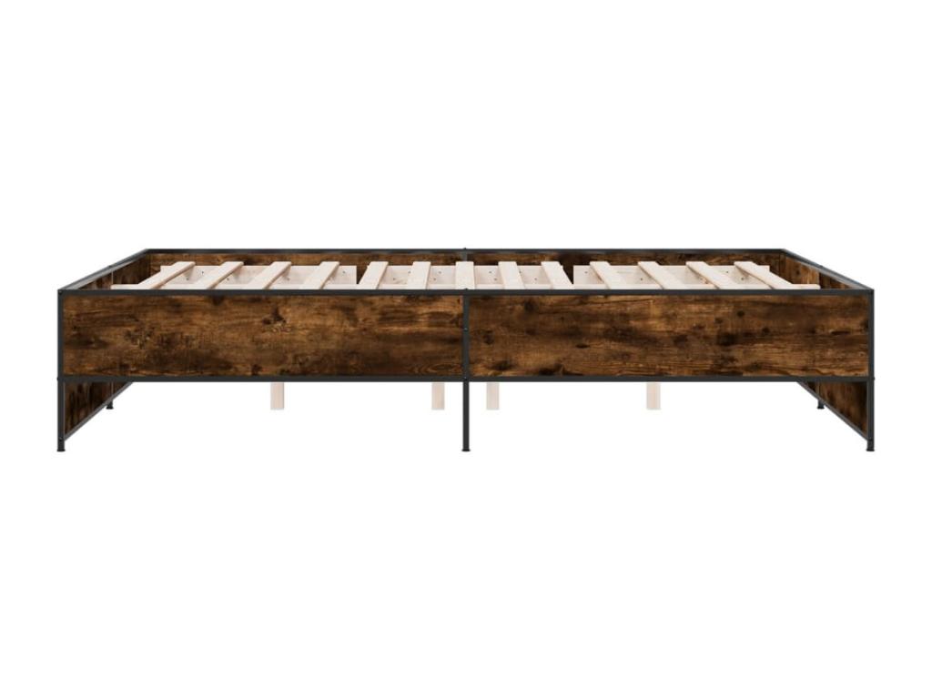 Smoked oak bed frame without mattress, 140x200 cm