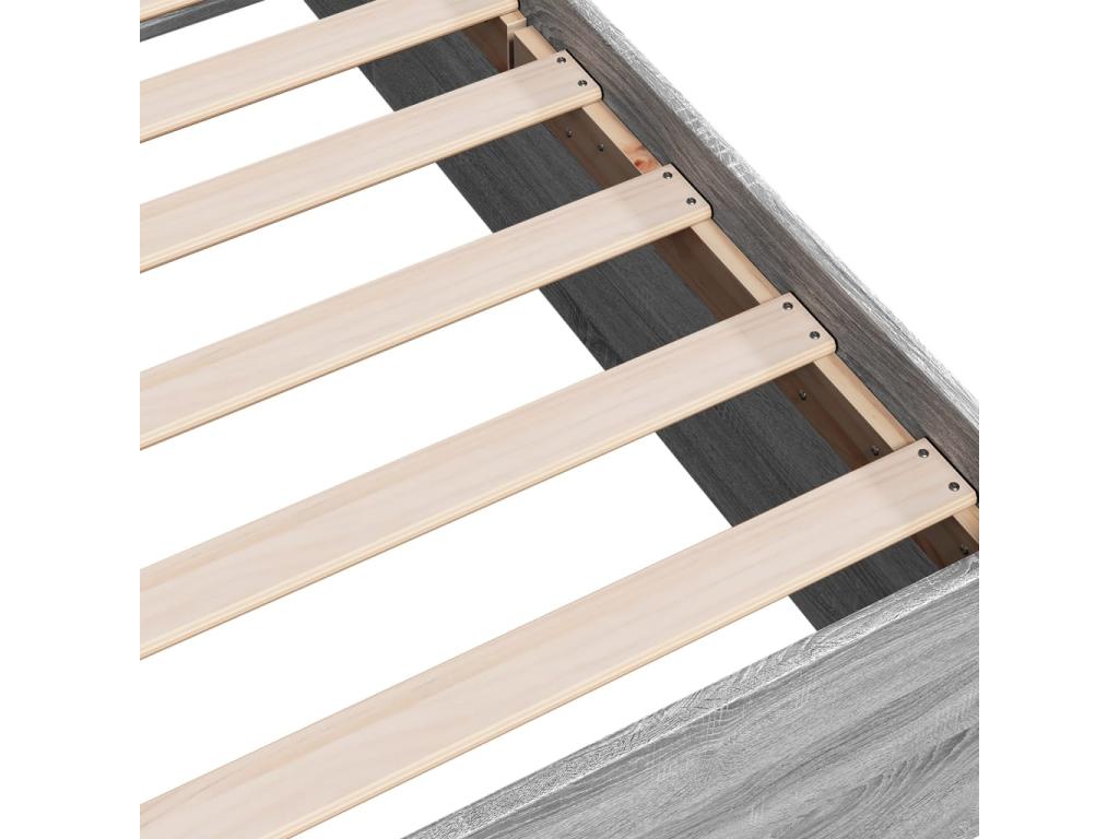 Gray bed frame 90x190 cm engineered wood