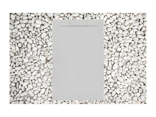 140x70 cm Grey Plus Line shower tray in resin and marble powder with marble resin side grate