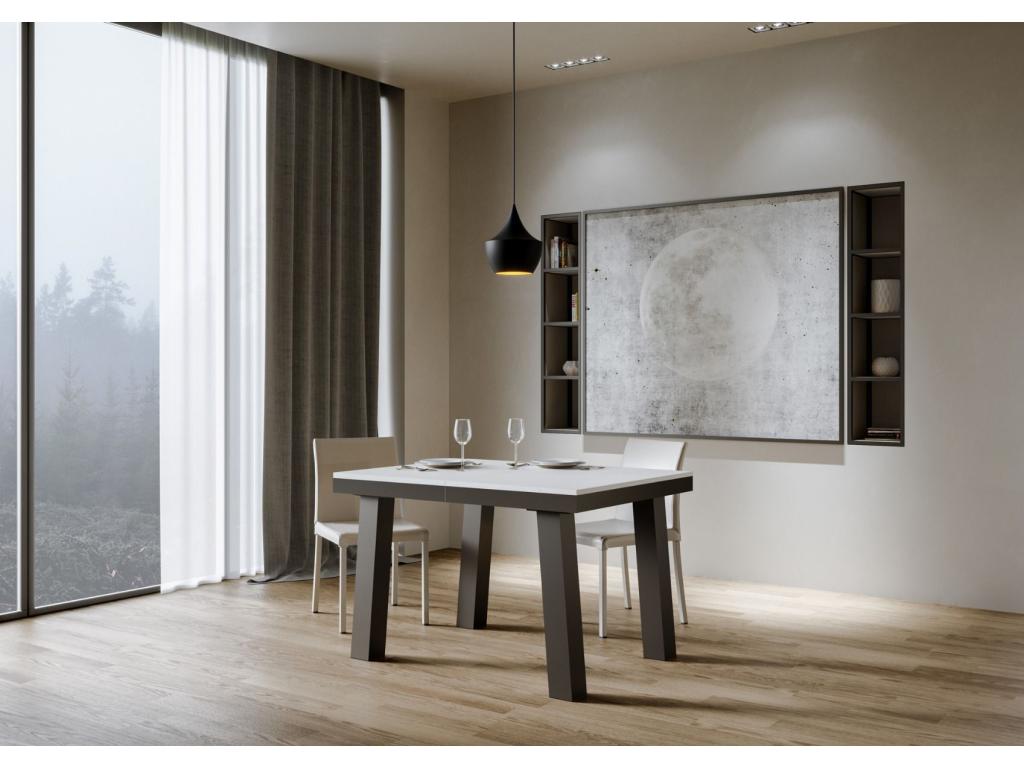 Extendable table 90x120/224 cm Bridge Evolution White Ash with Anthracite frame