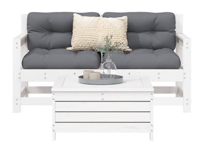 3-piece garden furniture set, white, solid pine wood