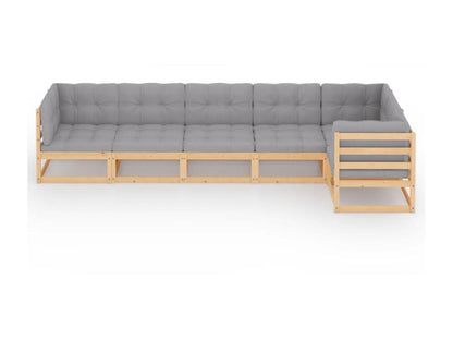 6-piece garden furniture set with cushions, solid pine wood, 22