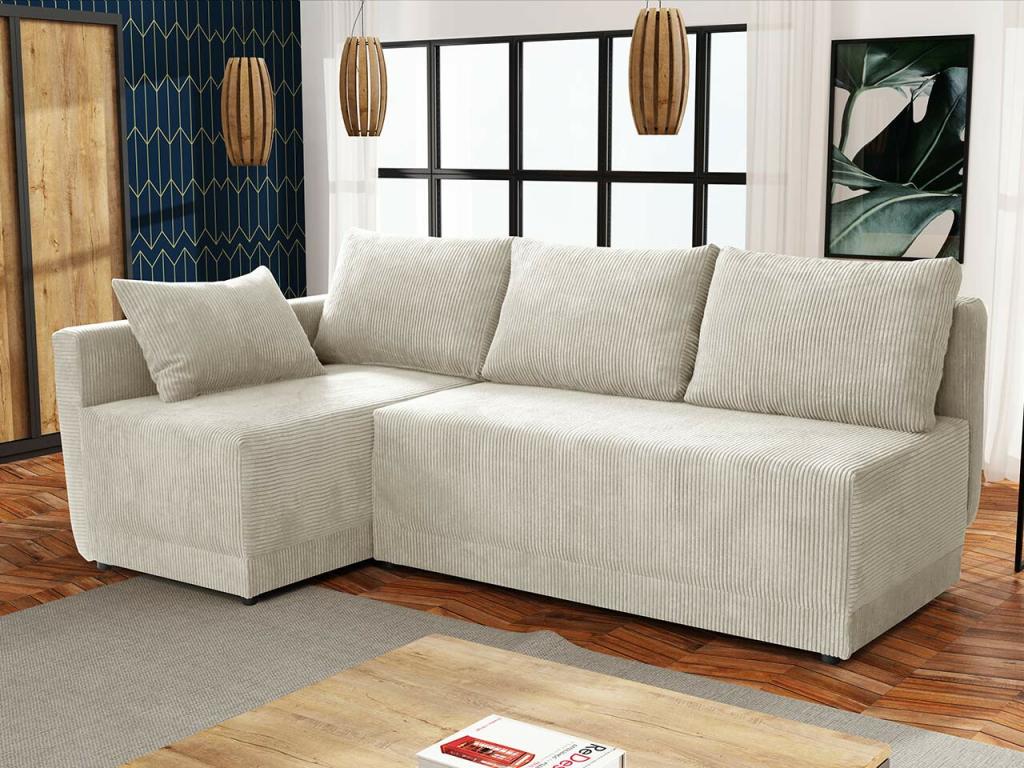 Corner sofa 149 Light brown Sleeping function Bed box 210x85cm