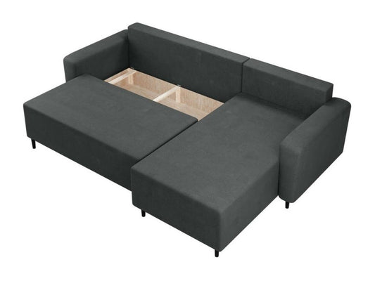 Corner sofa 102 Black Sleeping function Bed box 236x148x99cm