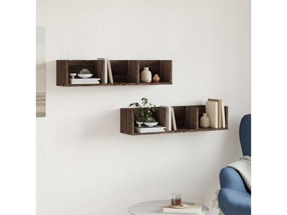 2-piece wall cabinets, brown oak, 75x18x16.5cm, engineered wood