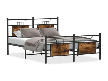 Bed frame without mattress, smoked oak, 140x200 cm, engineered wood