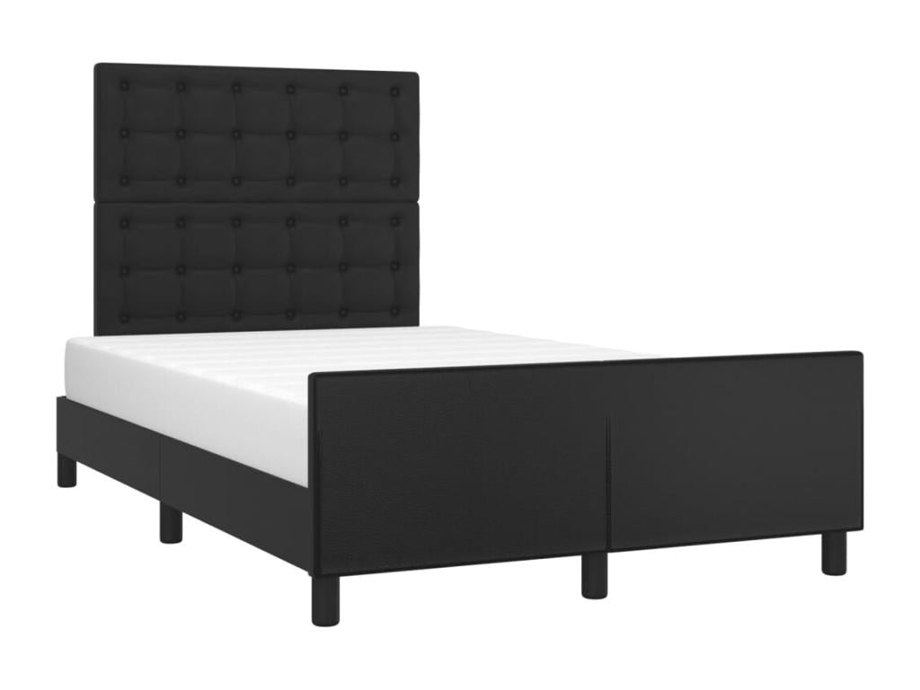 Black faux leather bed frame with headboard, 120x190 cm