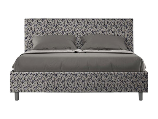 Bed with upholstered slatted base 160x210 fabric 09 blue