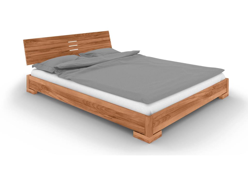 Vento - Low bed with headboard in natural oiled beech heartwood 100x200