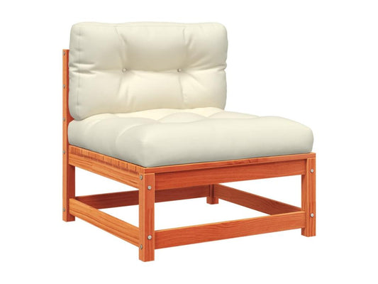 9-piece garden furniture set with cushions, brown wax finish, solid pine wood