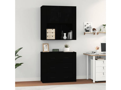 Black Engineered Wood Highboard