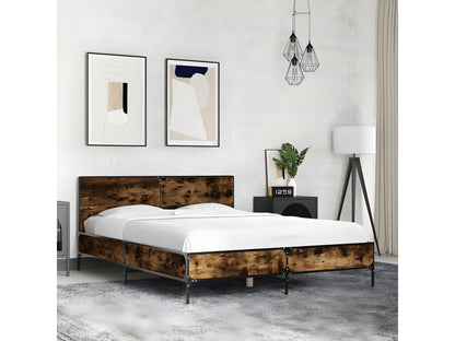 Smoked oak bed frame without mattress, 120x200 cm