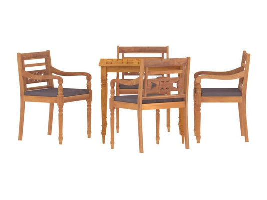 5-piece garden dining set with dark grey cushions