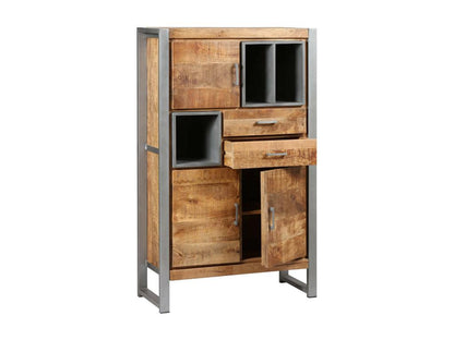 3-Door, 2-Drawer Buffet in Wood and Patinated Steel