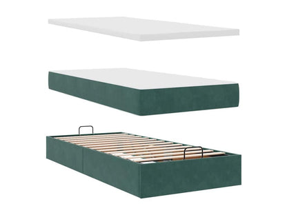Bed frame with dark green 200x200 cm velvet mattress