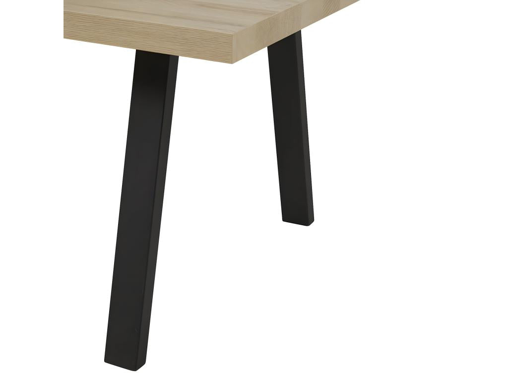 Table 170cm Wood Look French Style Black Metal Legs