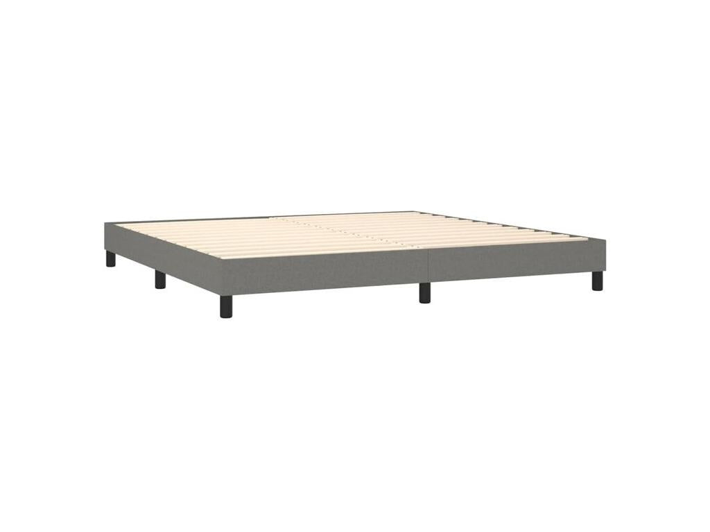 Bed base with mattress, Dark Grey, 180x200 cm, Fabric