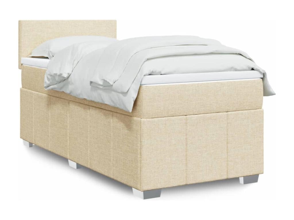 Bed base with mattress, Cream, 80x200 cm, Fabric