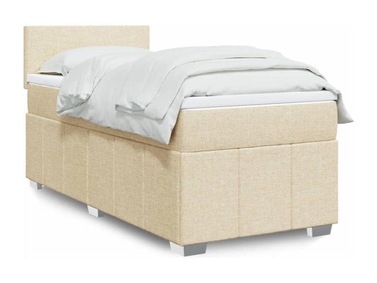 Bed base with mattress, Cream, 80x200 cm, Fabric