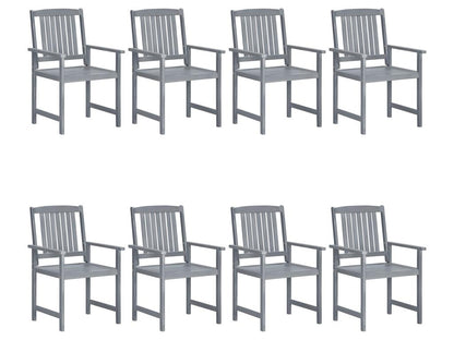 Garden chairs and cushions, set of 8, solid wood, grey