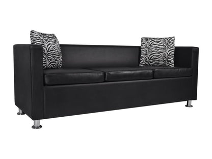 3-seater sofa in black faux leather