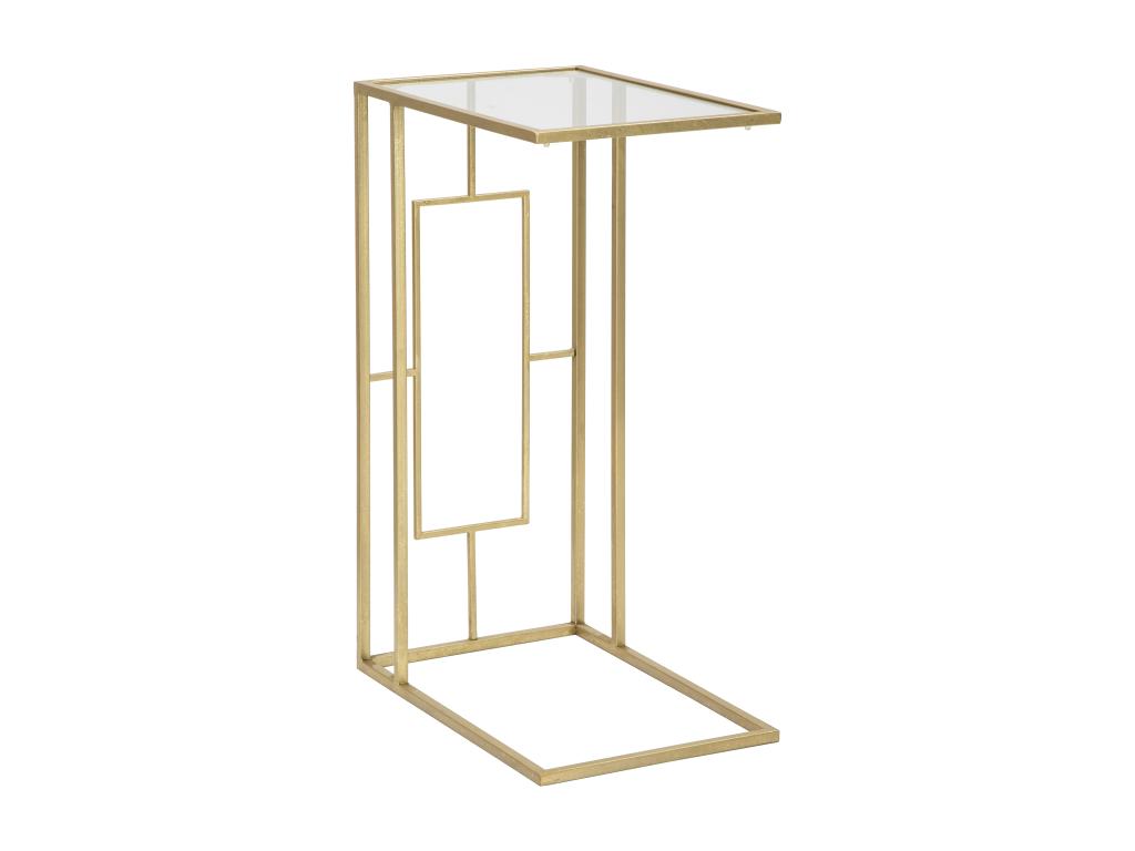 Geometric coffee table in gold-tone metal, 40.5x25.5x60 cm