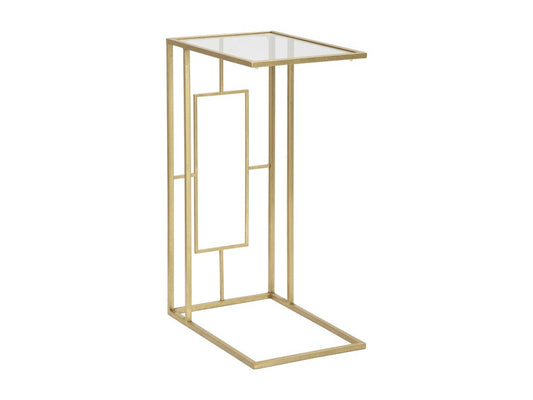 Geometric coffee table in gold-tone metal, 40.5x25.5x60 cm