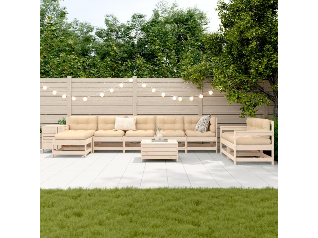 10-piece garden furniture set made of solid pine wood