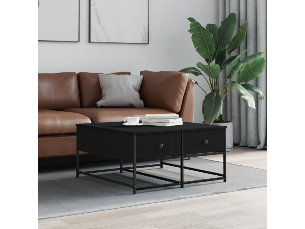 Black coffee table 80x80x40 engineered wood