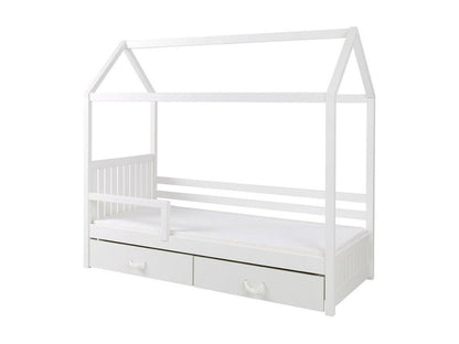 134cm Single White Bed 90x200cm Wooden Slatted Base 97x210x172cm