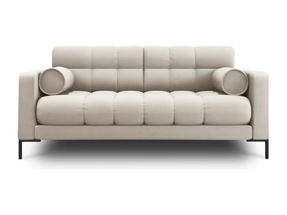 2-seater sofa in beige structured fabric - 152x92x75cm