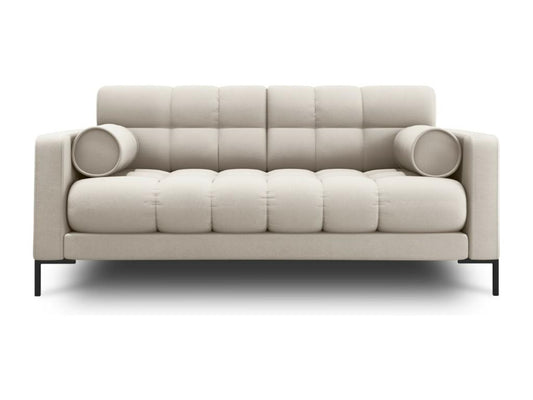 2-seater sofa in beige structured fabric - 152x92x75cm