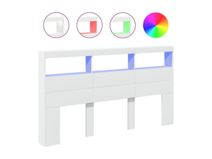 Headboard wardrobe with white LED lighting, 180x17x102 cm