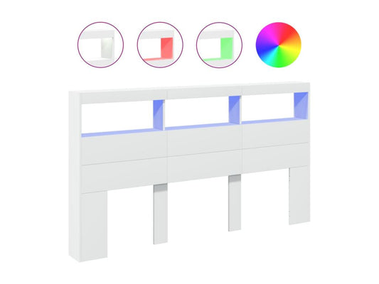 Headboard wardrobe with white LED lighting, 180x17x102 cm