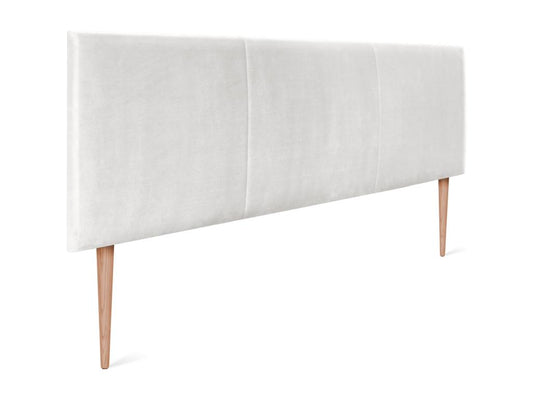 Smooth velvet headboard with three panels, 105x50cm, for 105cm beds - White Mink